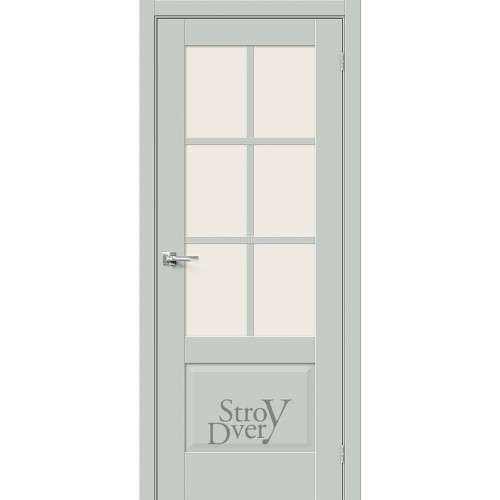 Эмалит межкомнатная дверь Прима-13.0.1 (Grey Matt / Magic Fog) остекленная