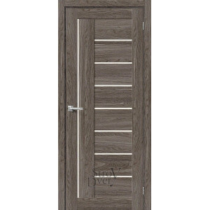 Межкомнатная дверь хард флекс Браво-29 (Ash Wood / Magic Fog) остекленная