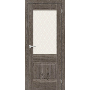 Межкомнатная дверь хард флекс Прима-3 (Ash Wood / White Сrystal) остекленная
