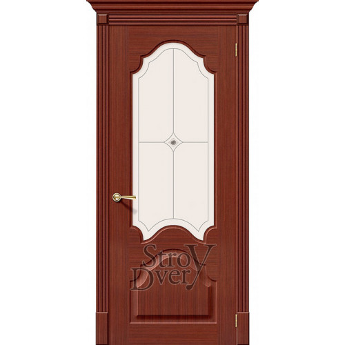 Межкомнатная дверь Афина Ф-15 (макоре) шпон файн-лайн, остекленная