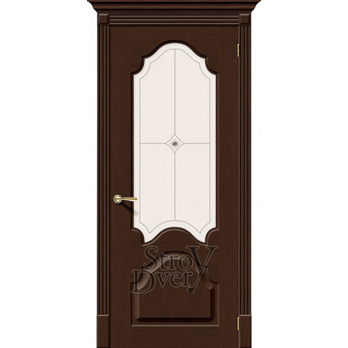 Межкомнатная дверь Афина Ф-27 (венге) шпон файн-лайн, остекленная