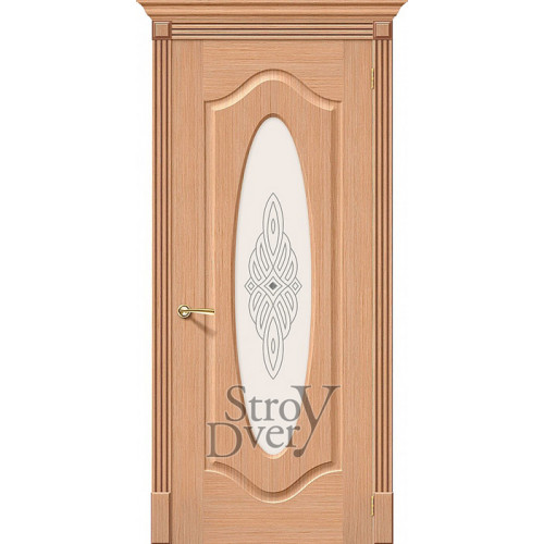 Межкомнатная дверь Аура Ф-01 (дуб) шпон файн-лайн, остекленная