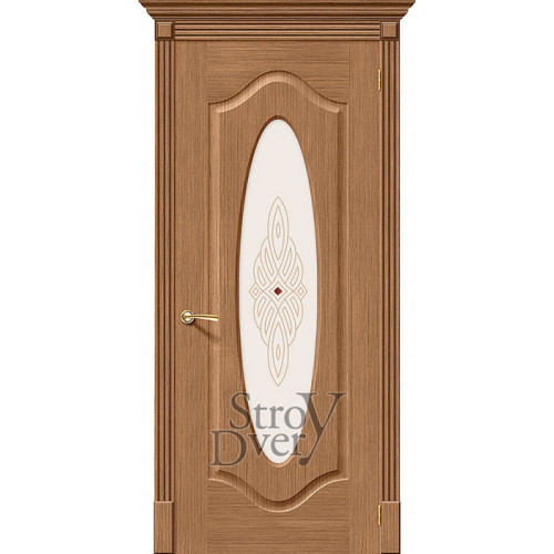 Межкомнатная дверь Аура Ф-02 (дуб) шпон файн-лайн, остекленная