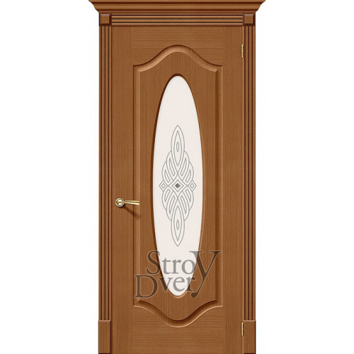 Межкомнатная дверь Аура Ф-11 (орех) шпон файн-лайн, остекленная