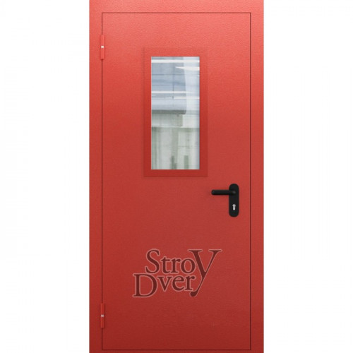 Противопожарная дверь металлическая ДМПО-1 (EI 60), RAL 3000, остекленная