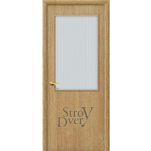 Строительная дверь ГОСТ Т-01 ПО (дуб натуральный) шпонированная, остекленная