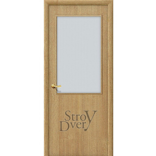 Строительная дверь ГОСТ Т-01 ПО (дуб натуральный) шпонированная, остекленная