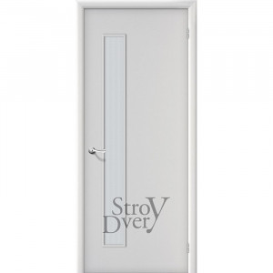 Дверь оргалитовая ПО2 белая, с прямоугольным длинным стеклом