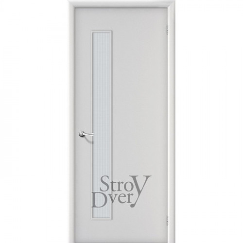 Дверь оргалитовая ПО2 белая, с прямоугольным длинным стеклом