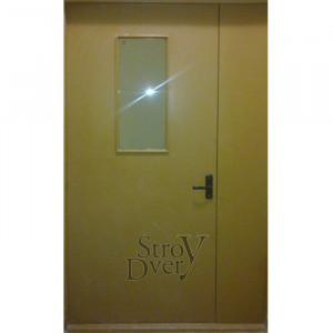 Дверь тамбурная бежевая с армированным стеклом, МДФ 6 мм