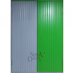 Дверь тамбурная зеленая с армированным стеклом, МДФ 6 мм, рейка
